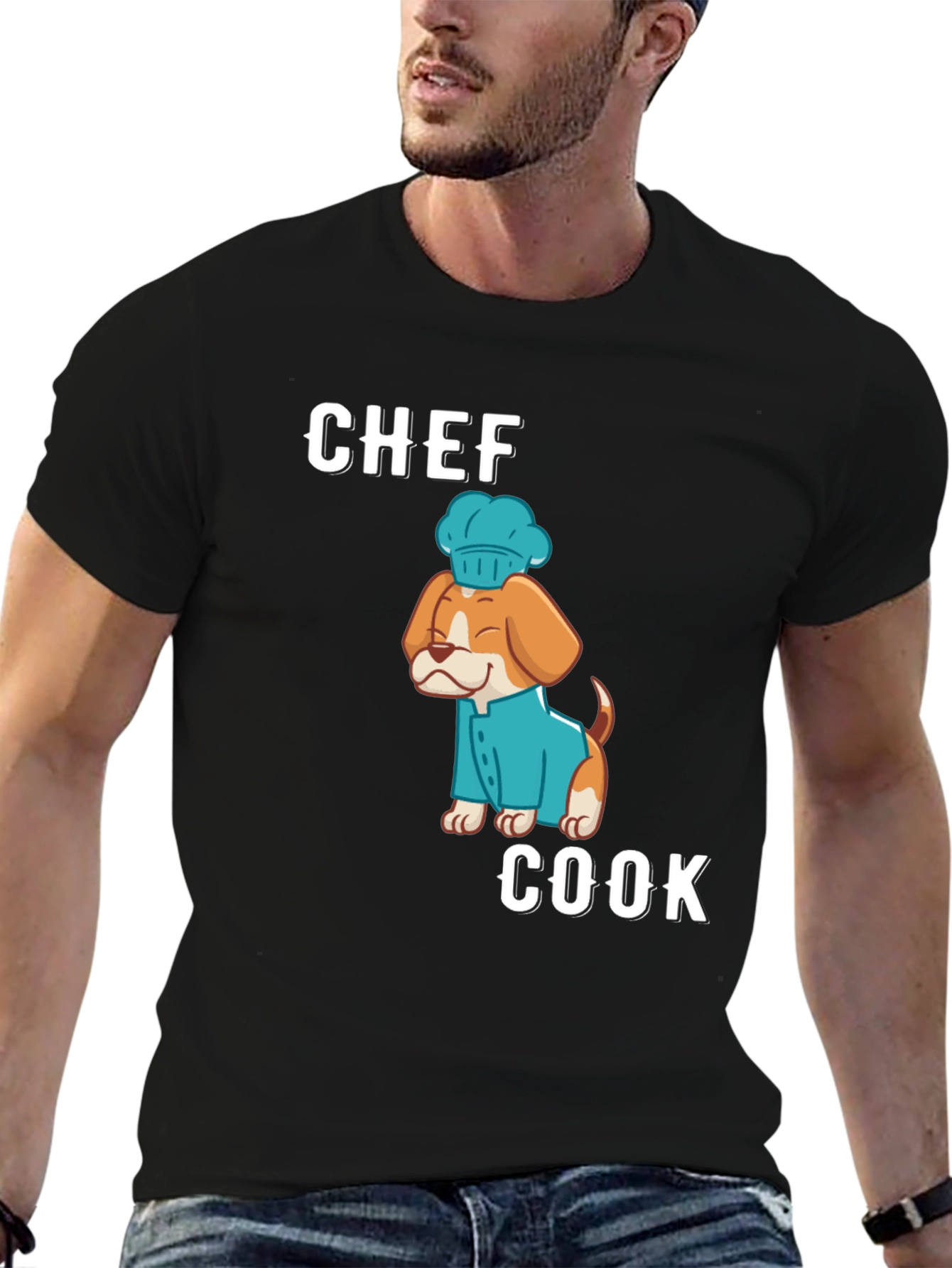 Black Chef Cook Dog T-Shirt - Cute Culinary Apparel view 6
