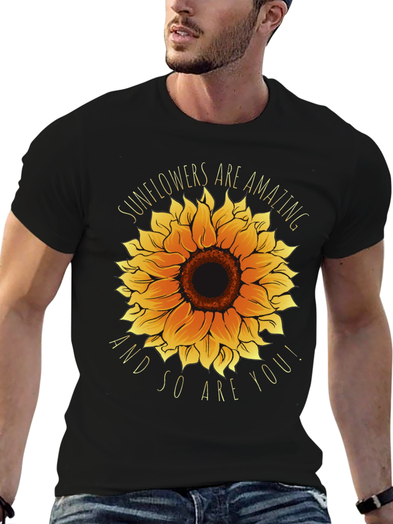 Black Sunflower Graphic Tee - You Are Amazing! view 6