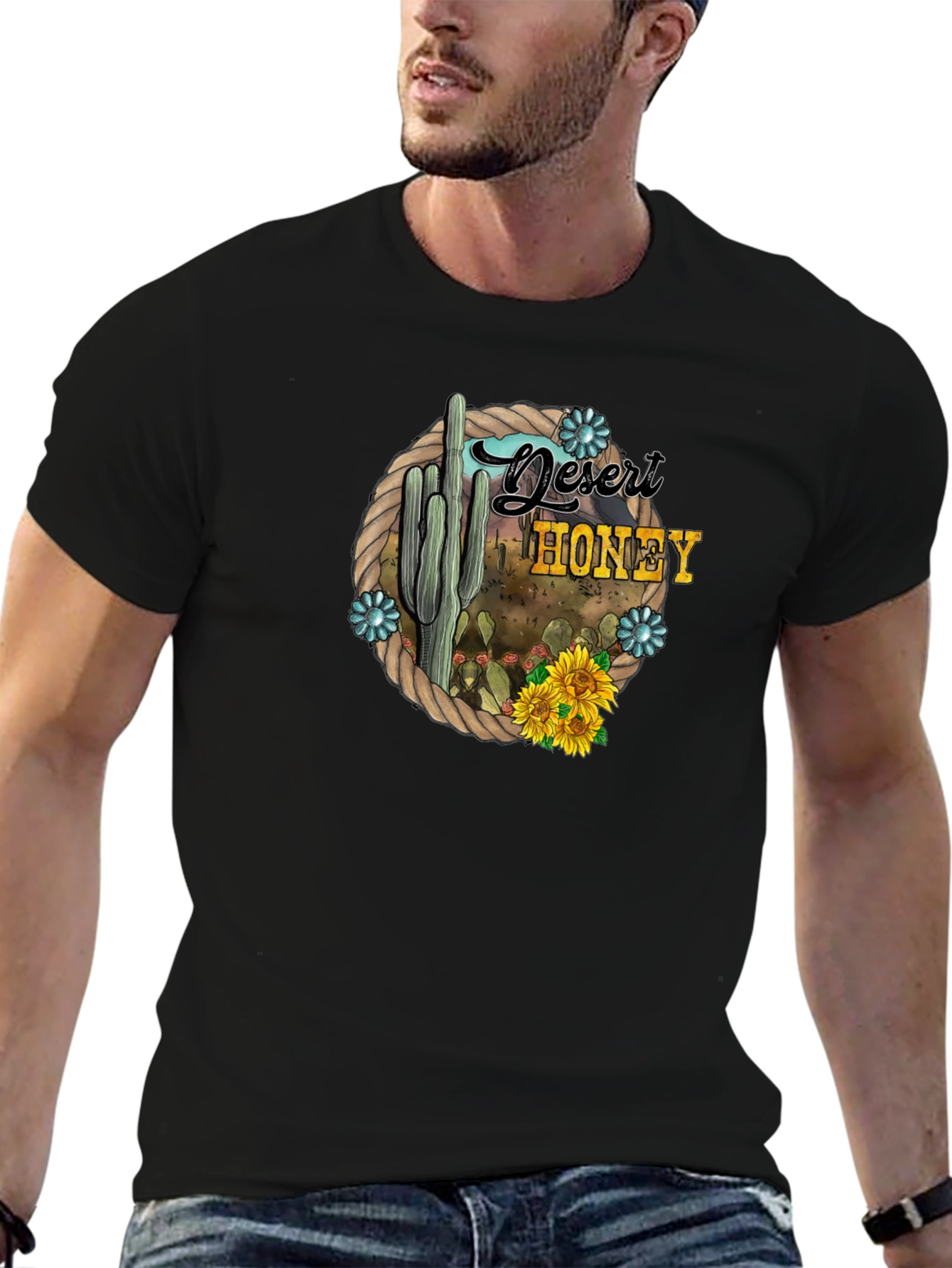 Black Desert Honey Cactus Graphic T-Shirt view 6