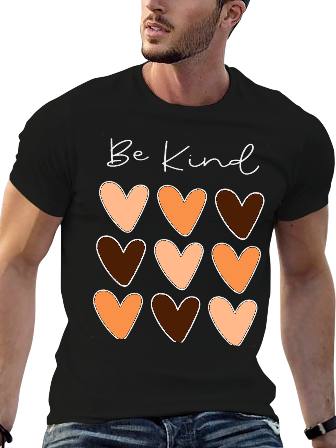Black Be Kind Heart Diversity T-Shirt view 6