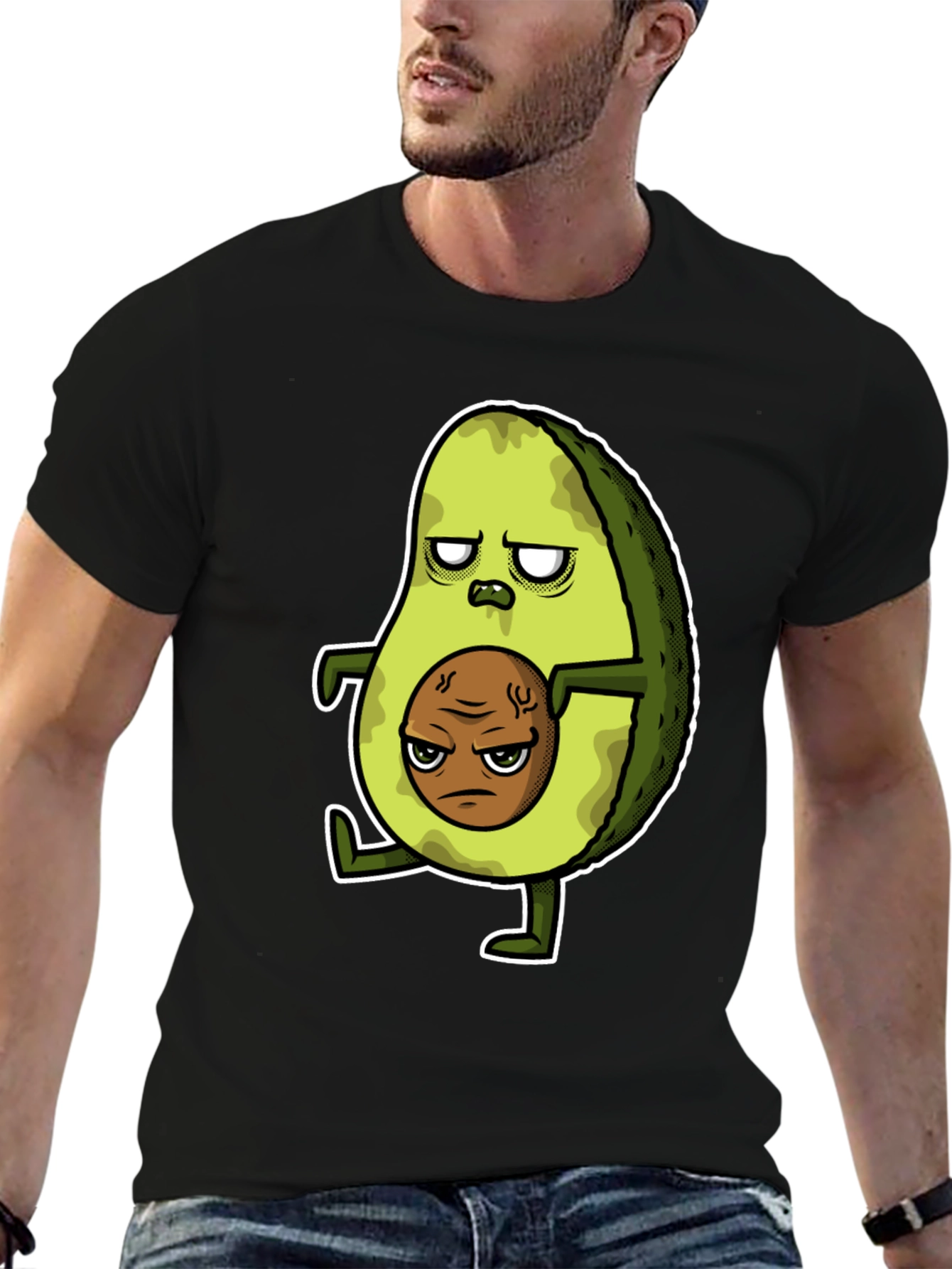 Black Funny Avocado Graphic T-Shirt view 6