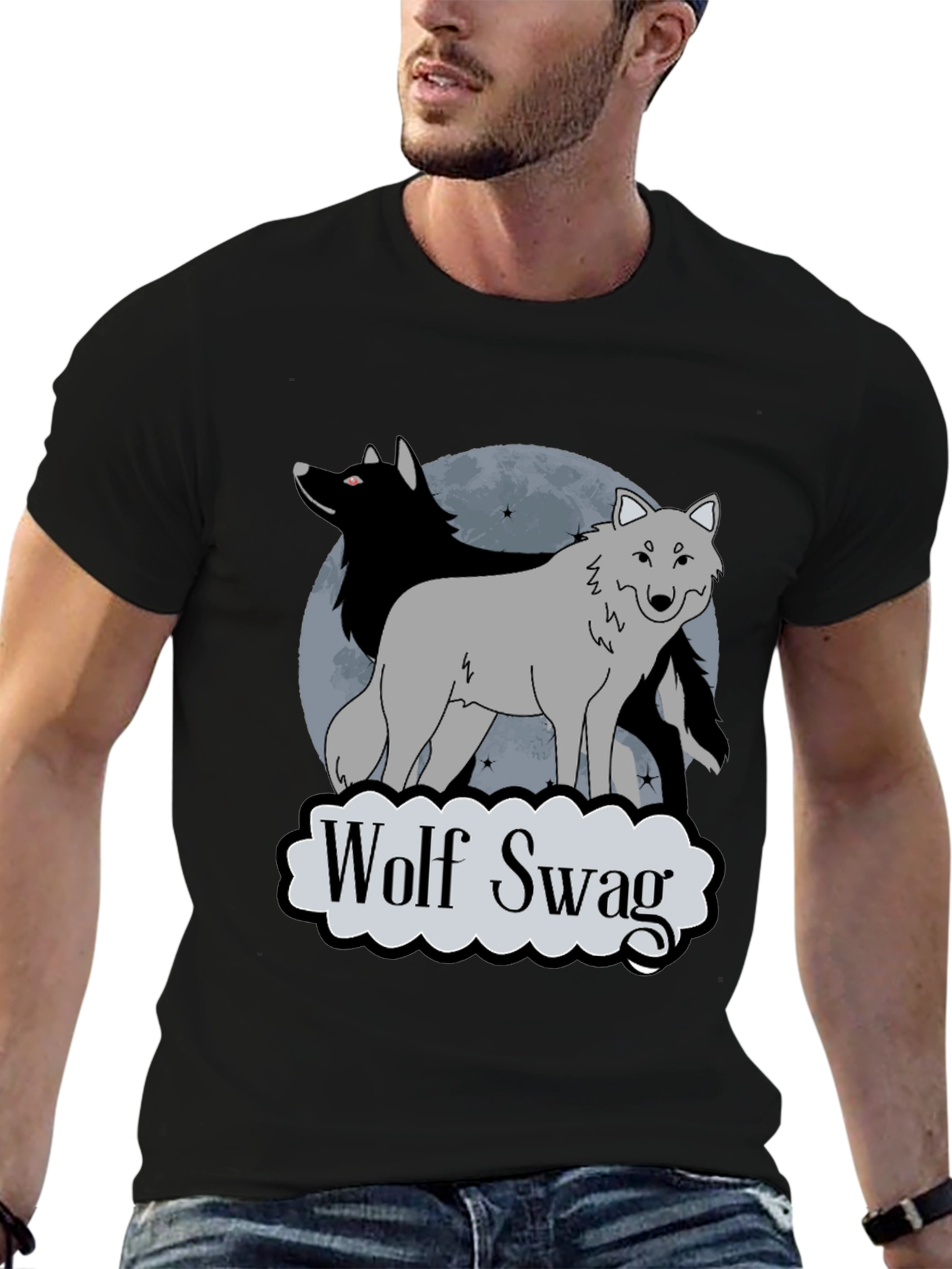 Black Wolf Swag T-Shirt - Graphic Tee view 6
