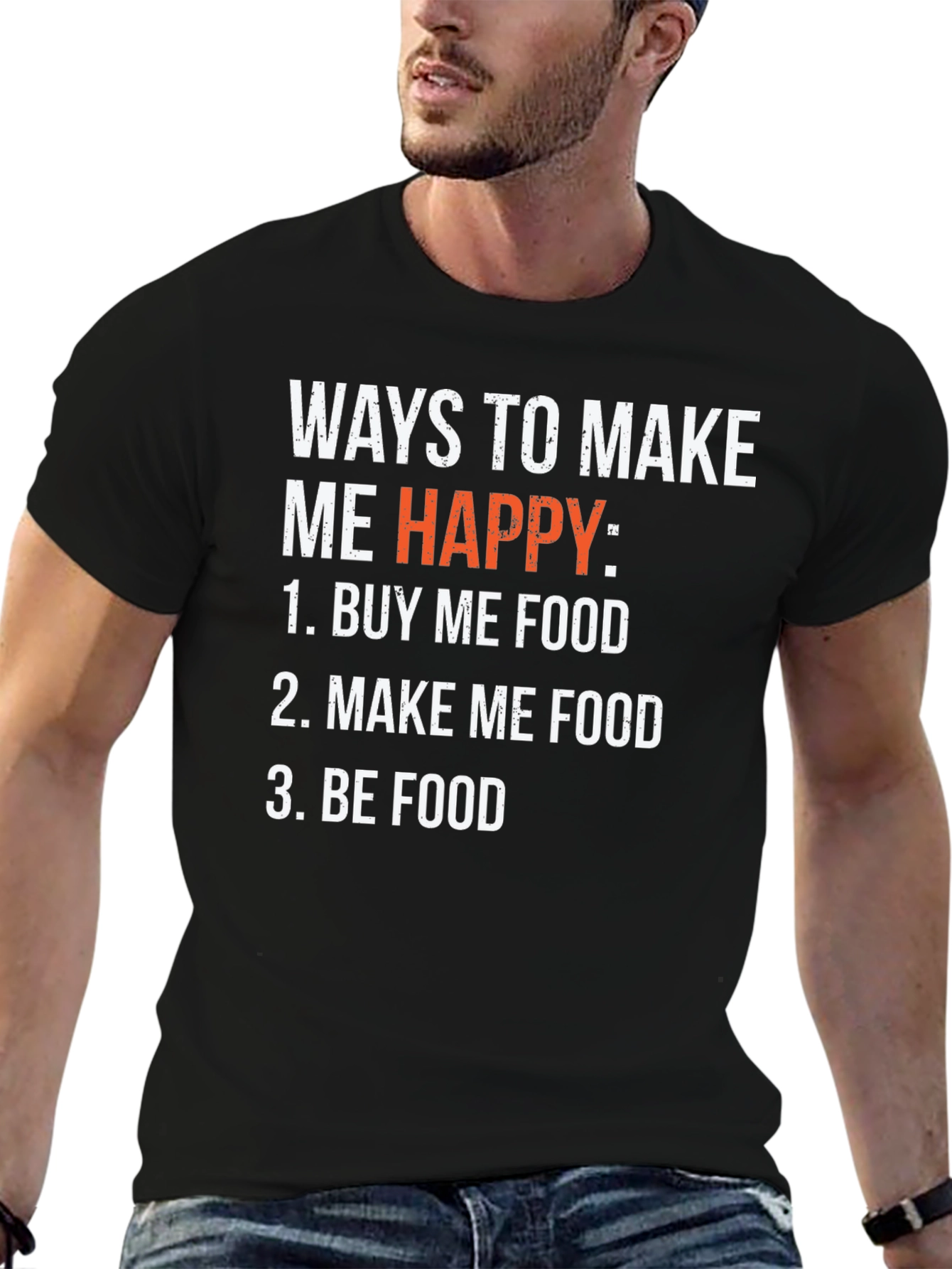 Black Funny Foodie T-Shirt - Ways to Make Me Happy view 6