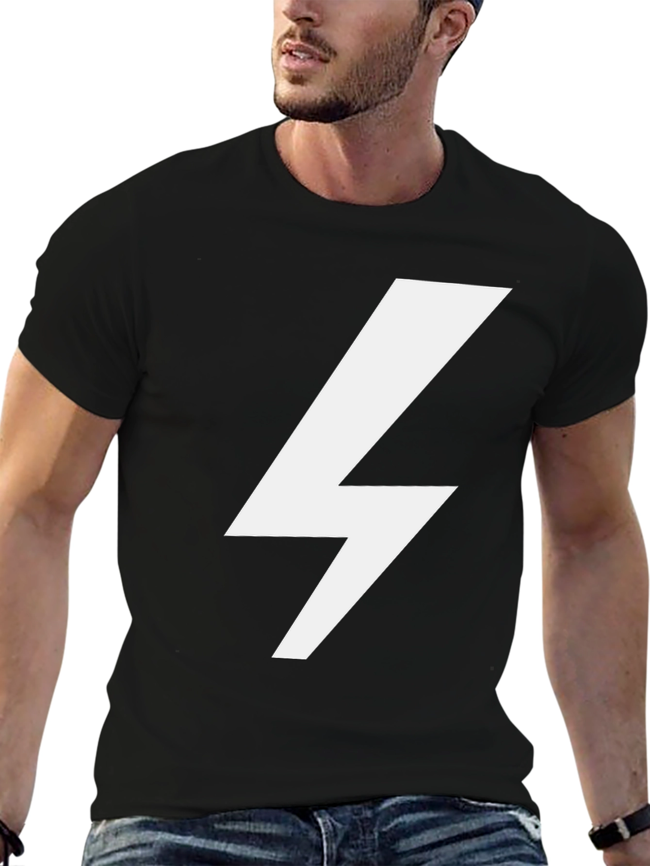 Black Lightning Bolt Graphic T-Shirt - Casual Style view 6