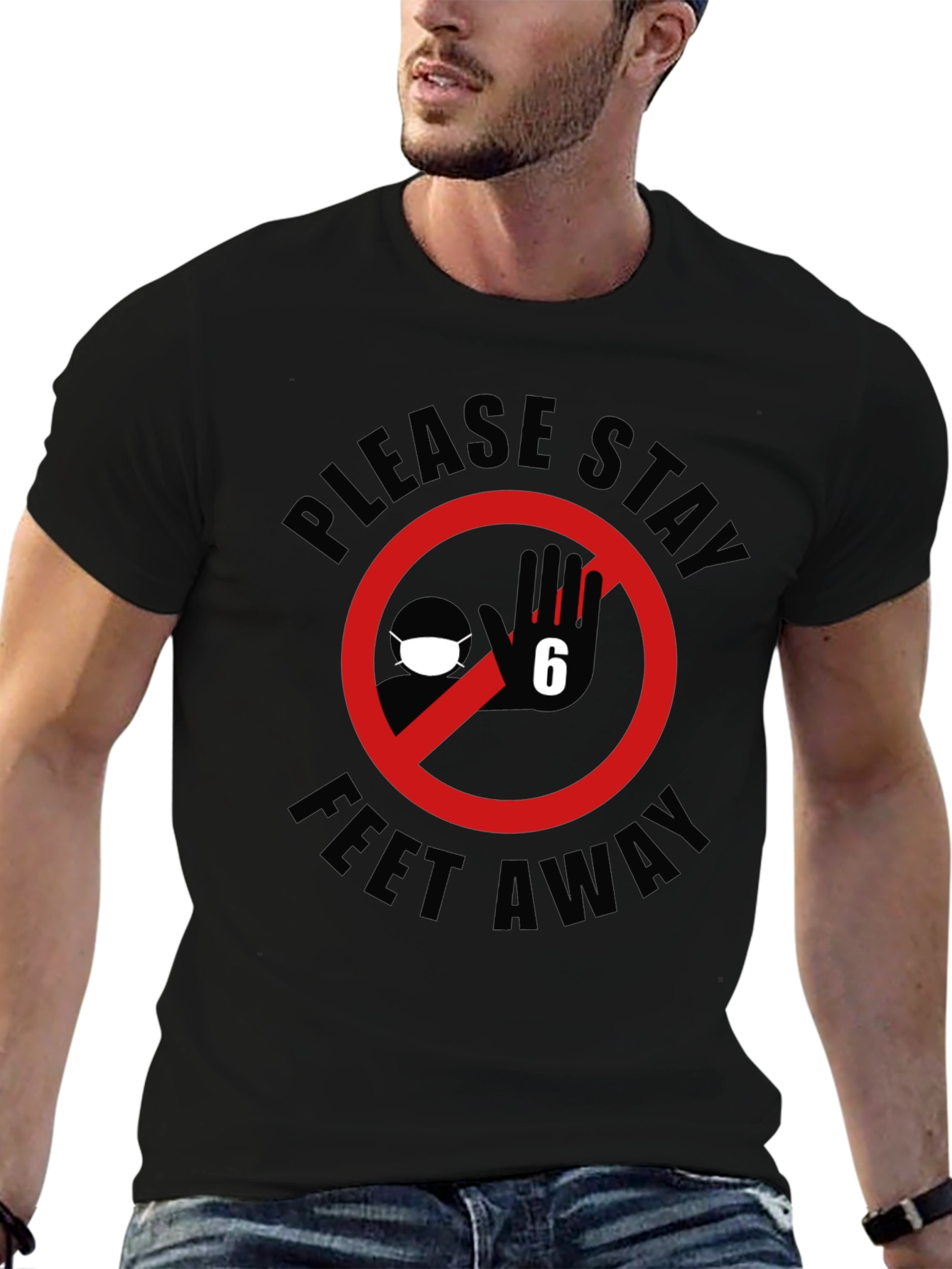 Black Stay Away T-Shirt - Social Distancing Tee view 6