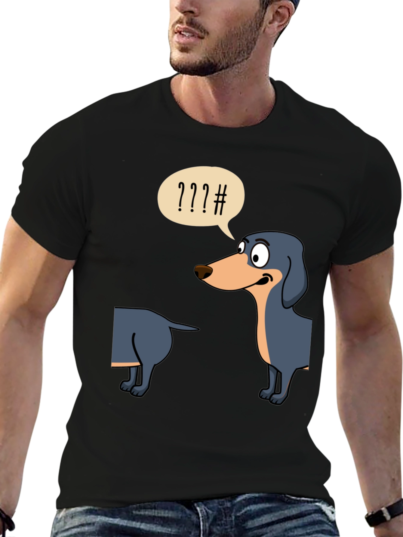 Black Funny Dachshund T-Shirt view 6