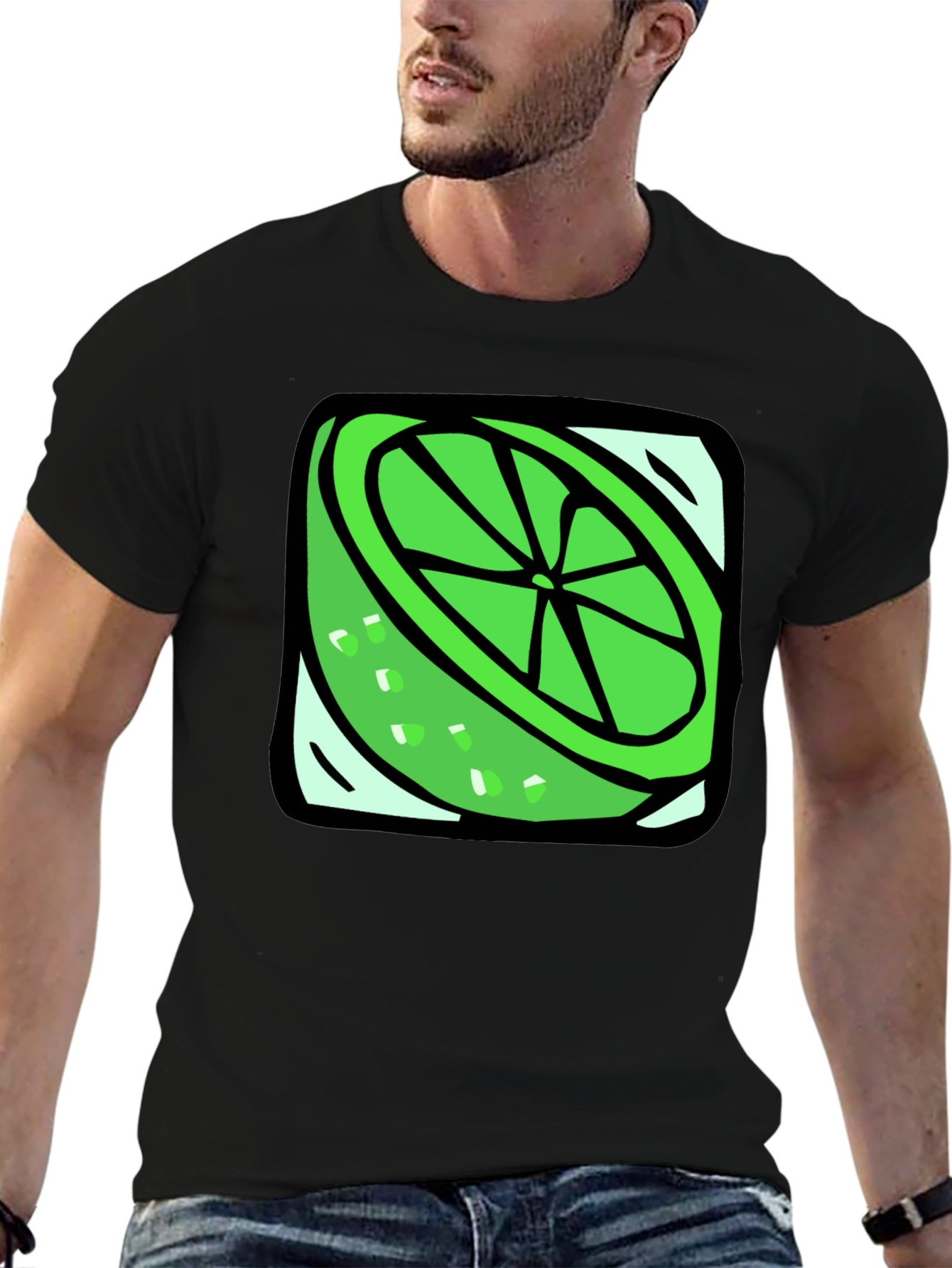 Black Lime Slice Graphic Tee - Fresh & Fun Design view 6