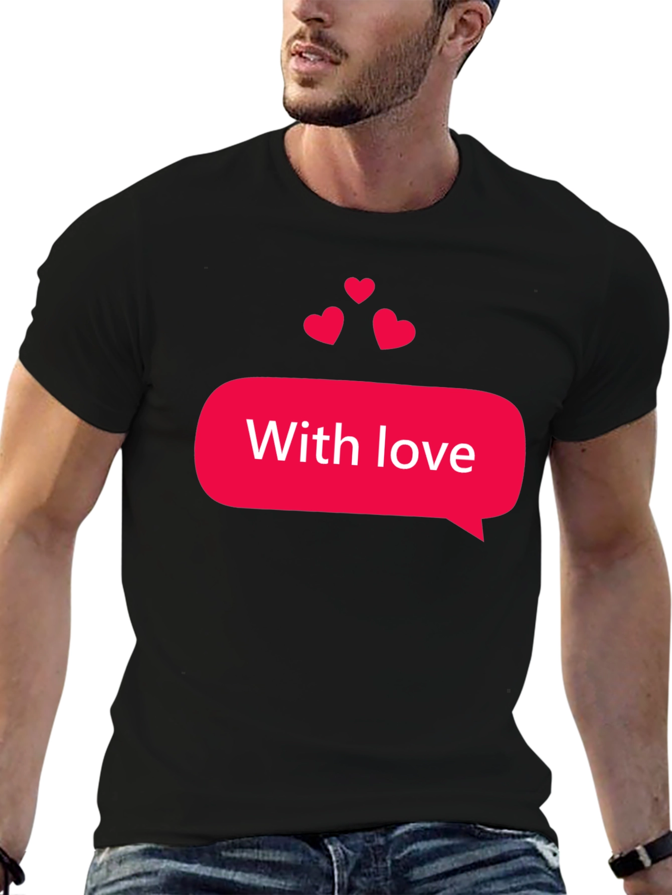 Black With Love Graphic Tee - Stylish Black T-Shirt view 6