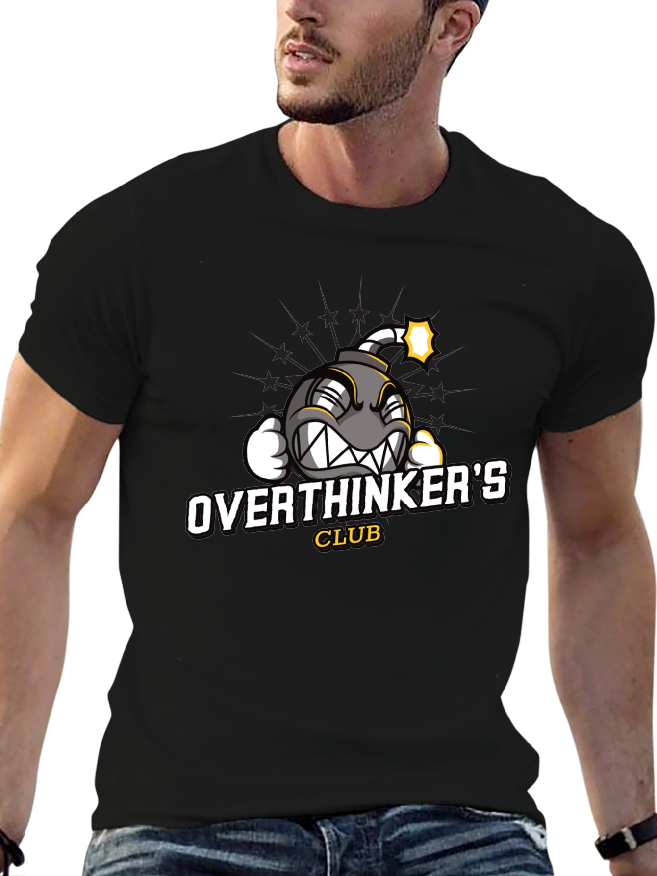 Black Overthinker's Club Graphic Tee view 6