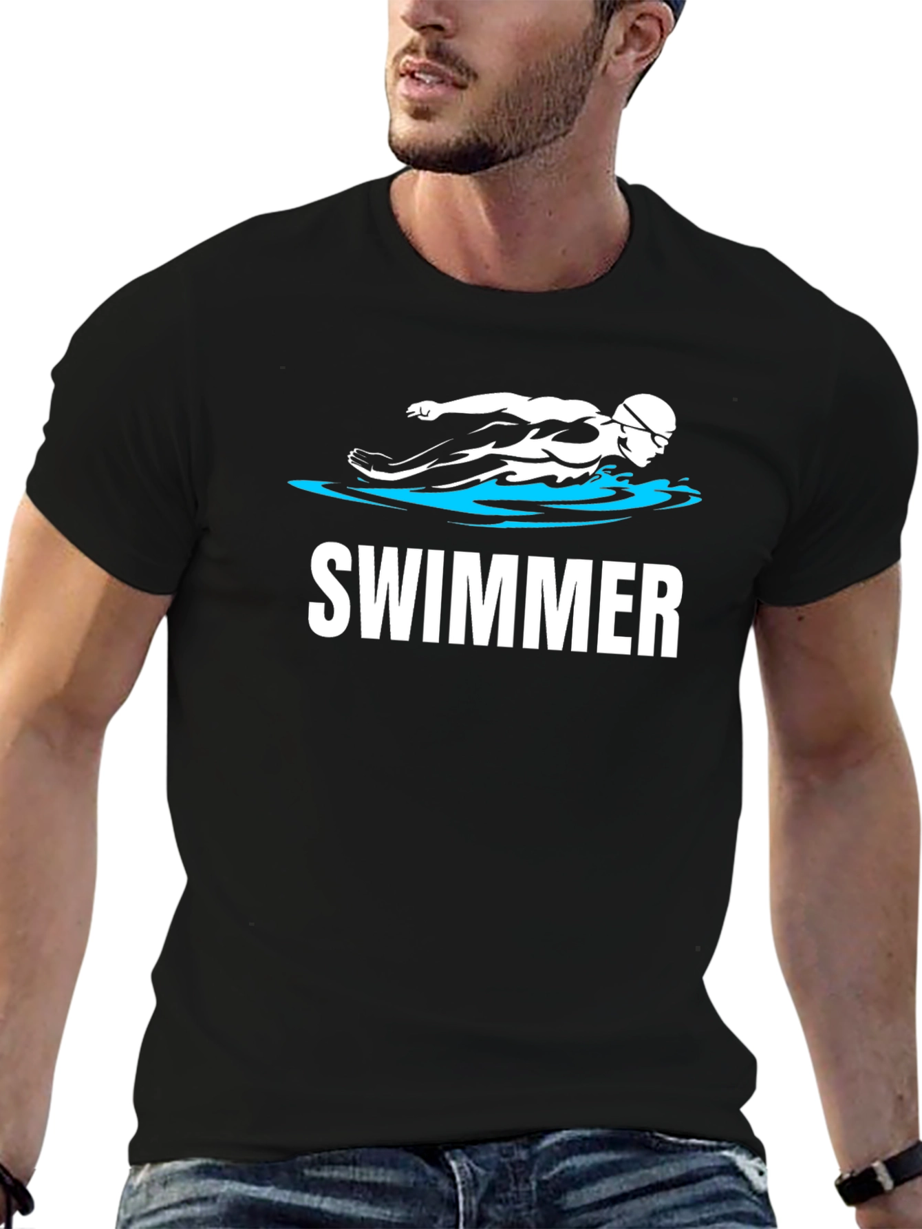 Black Swimmer Graphic T-Shirt - Black view 6