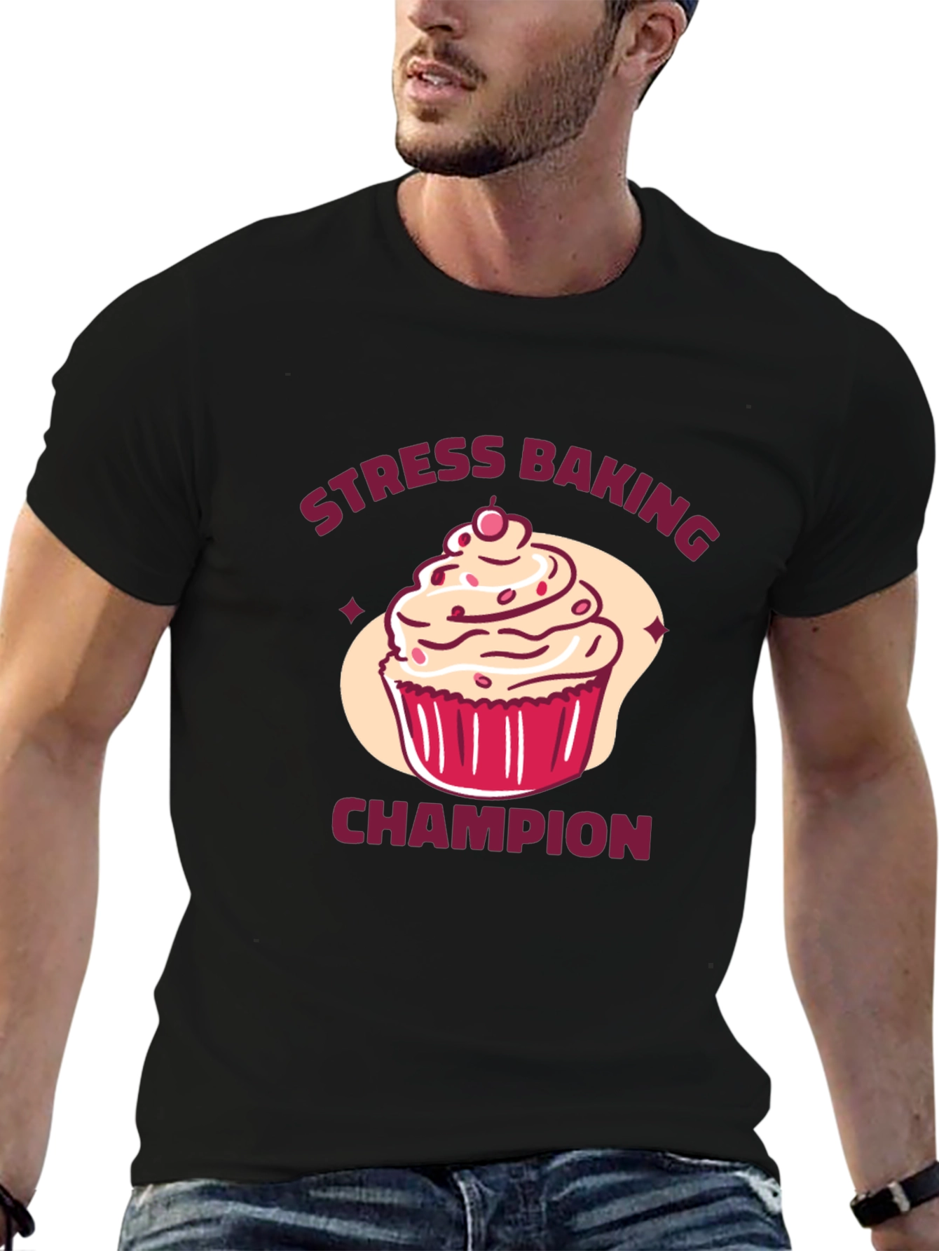 Stress Baking Champion T-Shirt - Cupcake Graphic Tee - 6