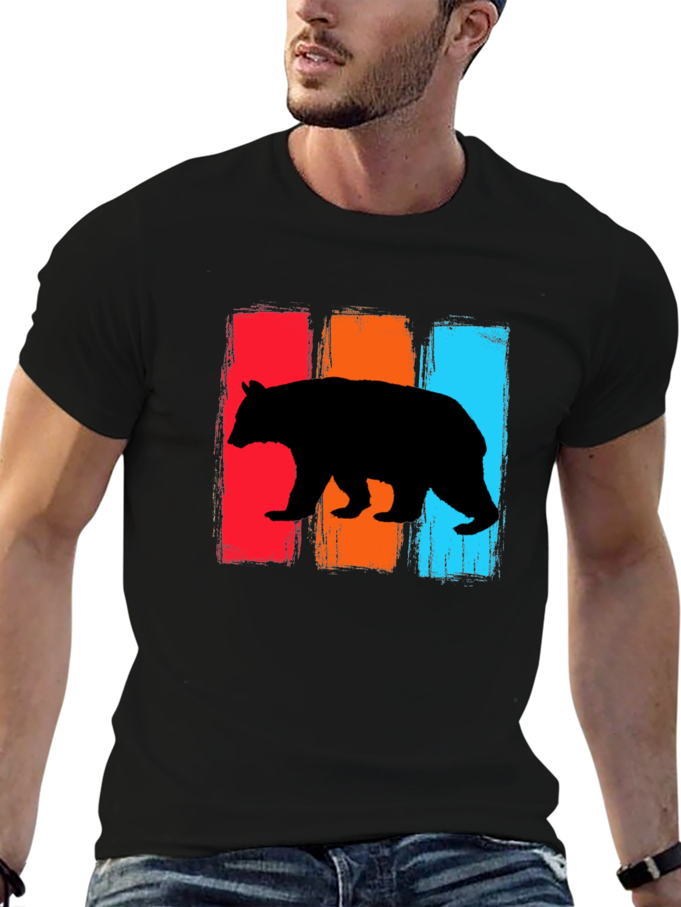 Black Retro Bear Graphic T-Shirt view 6