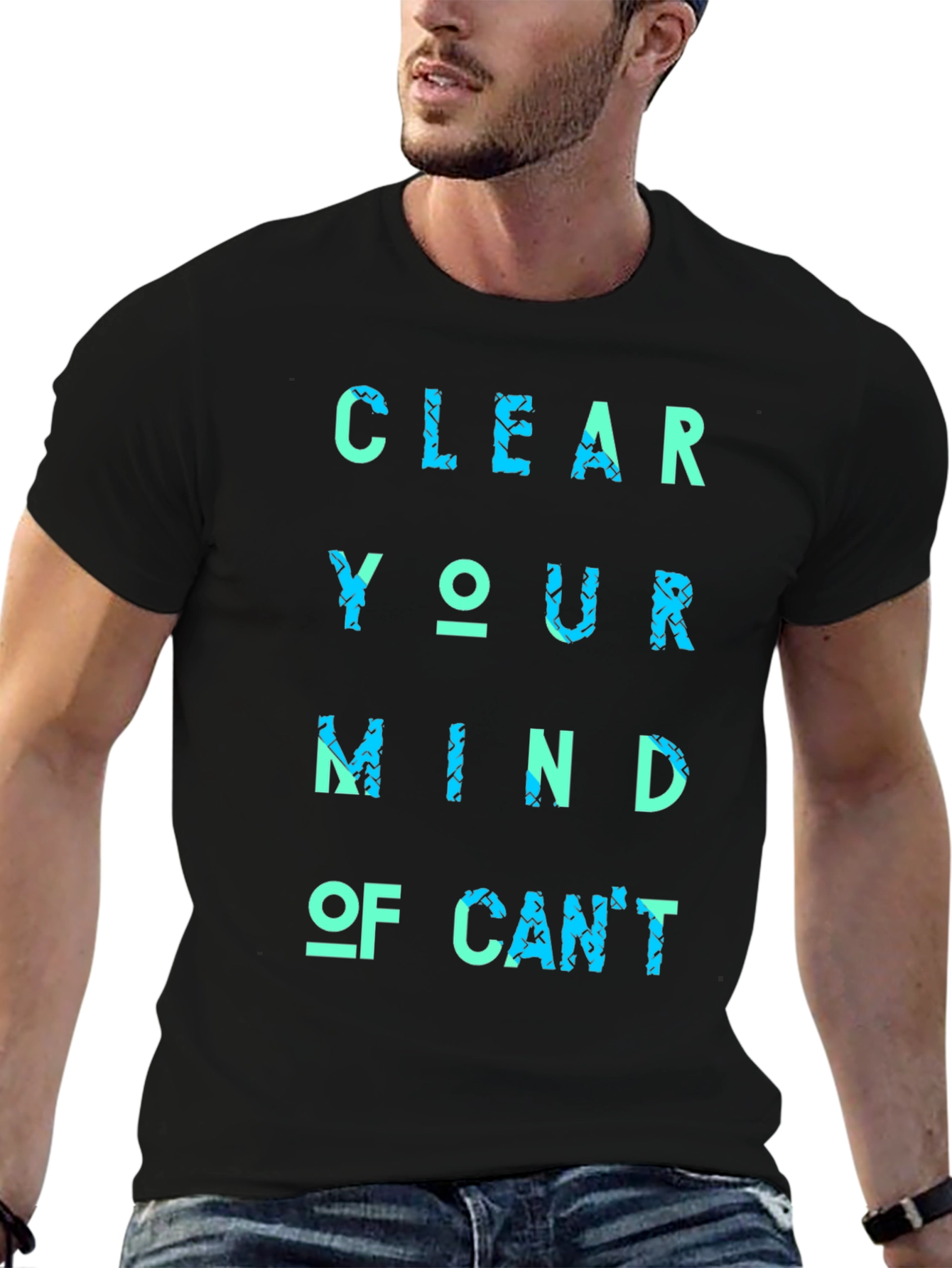 Black Inspirational Message T-Shirt: Clear Your Mind view 6