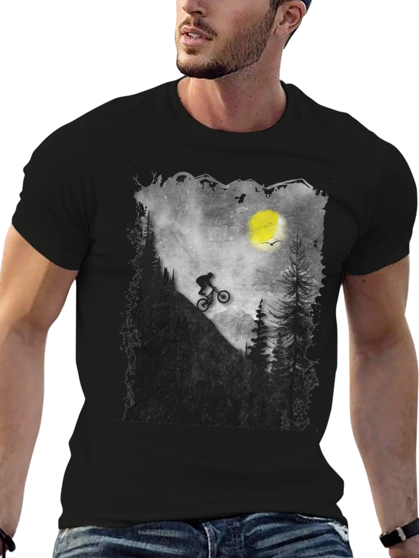 Black Mountain Biker Silhouette Graphic Tee view 6