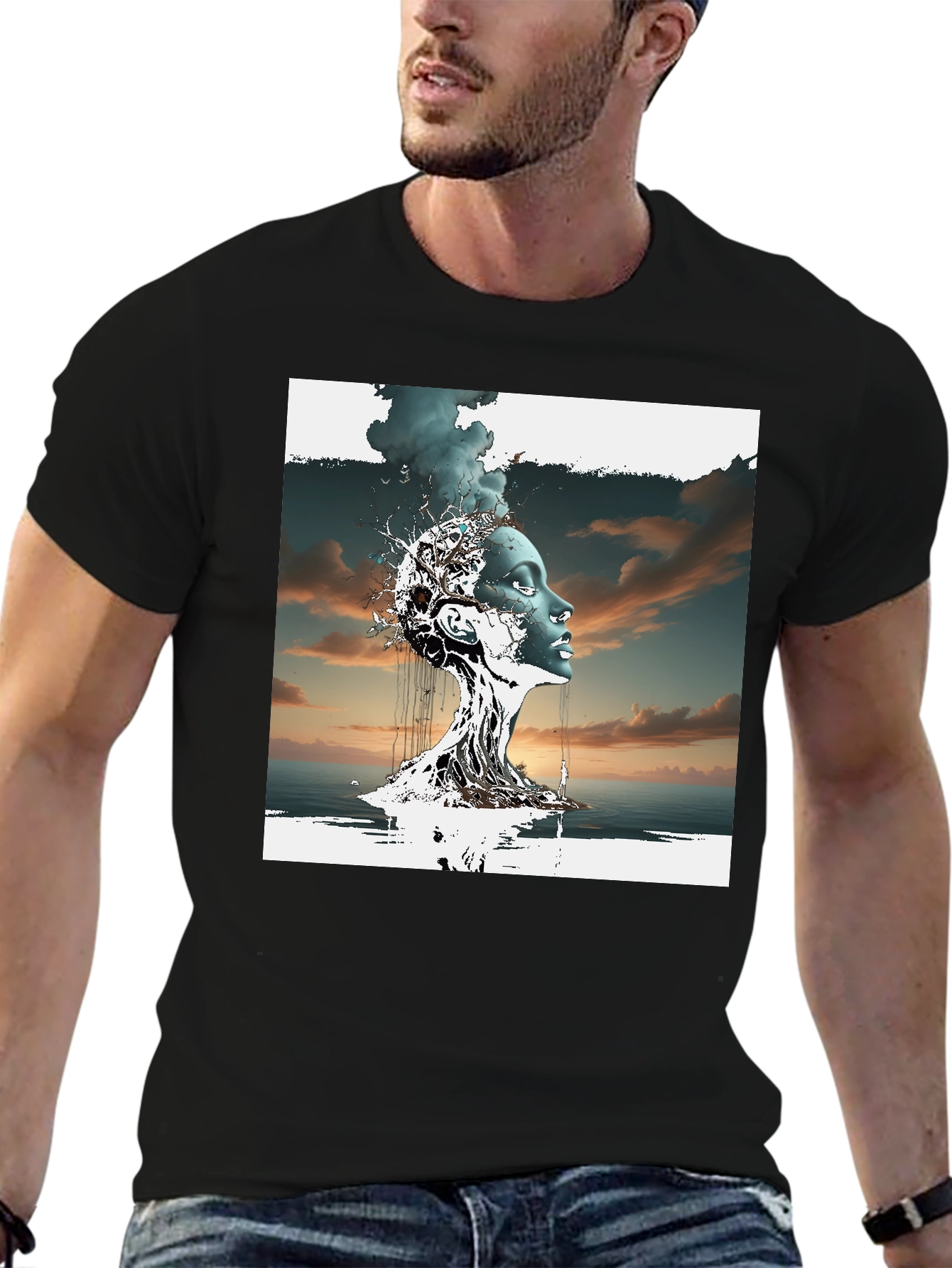 Black Abstract Woman Graphic T-Shirt view 6