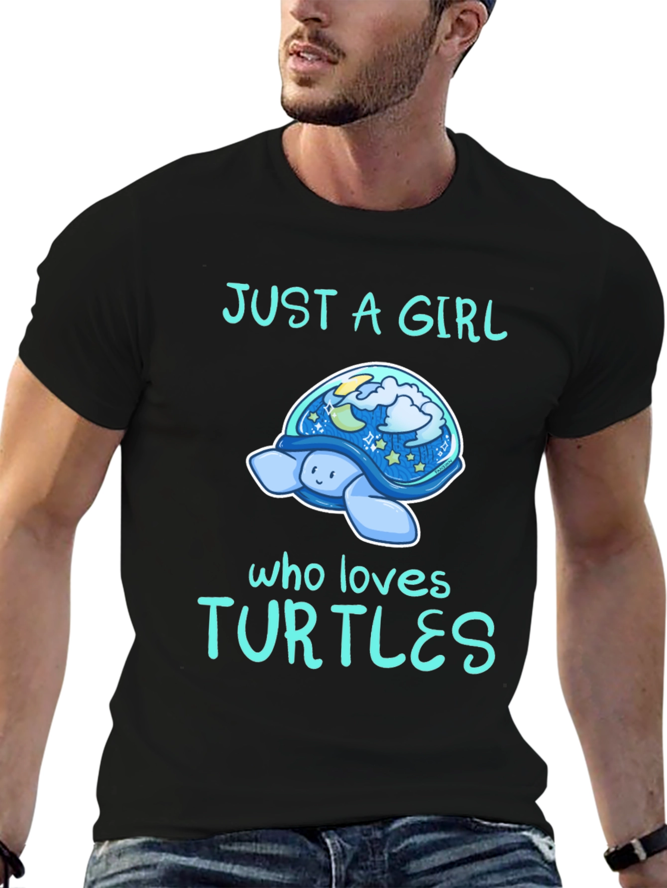 Black Just A Girl Who Loves Turtles T-Shirt view 6