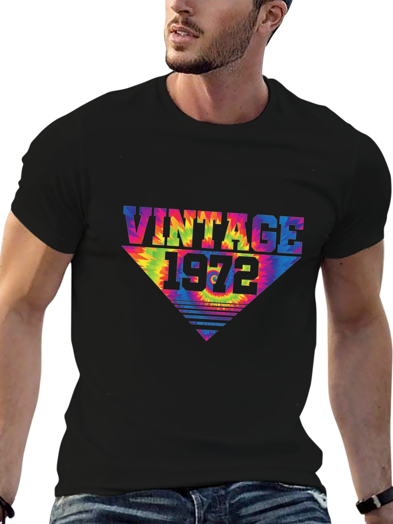 Black Vintage 1972 Tie Dye T-Shirt Retro Birthday Tee view 6