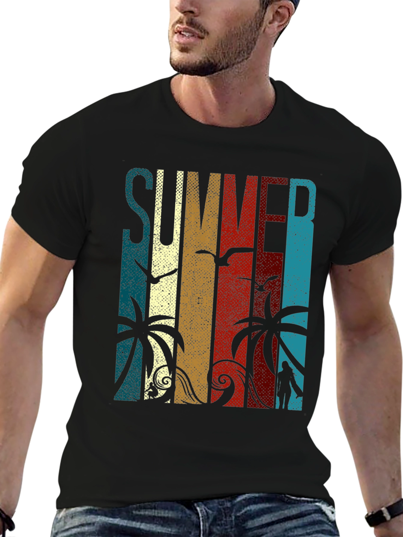 Black Summer Beach Graphic Tee view 6