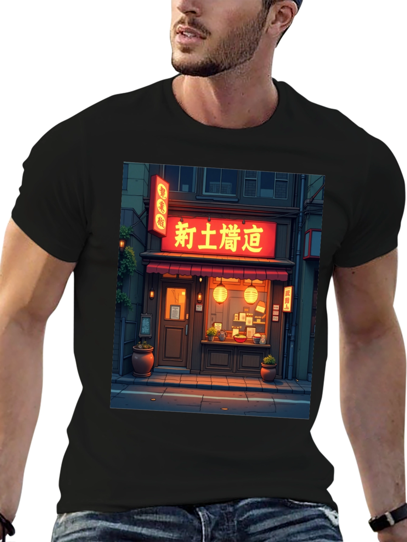 Black Japanese Ramen Shop Graphic Tee view 6