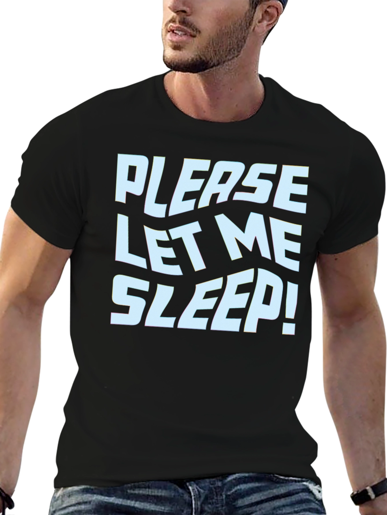 Black Funny 'Please Let Me Sleep!' Graphic Tee view 6