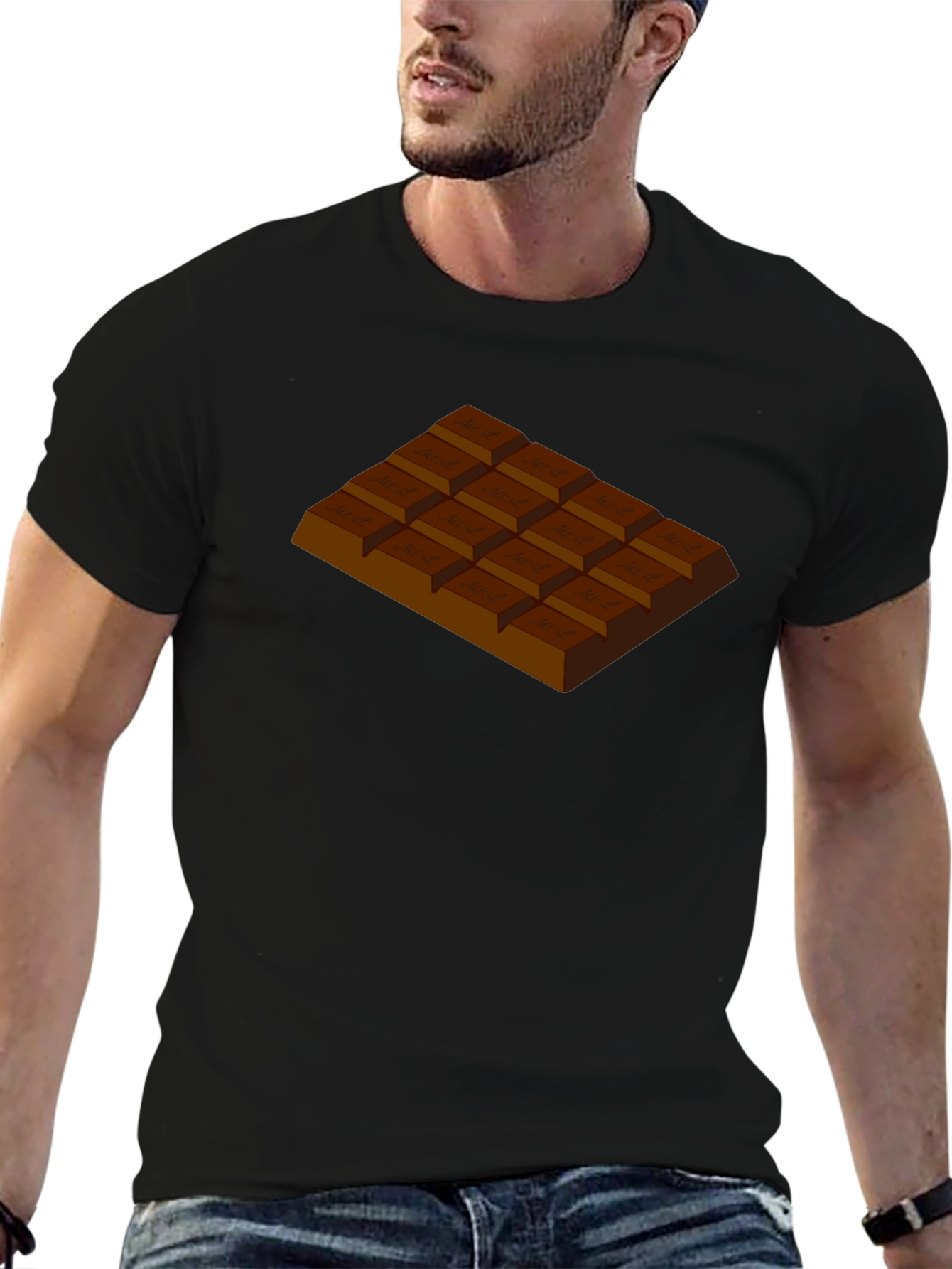 Black Chocolate Bar Graphic T-Shirt - Black Crew Neck Tee view 6