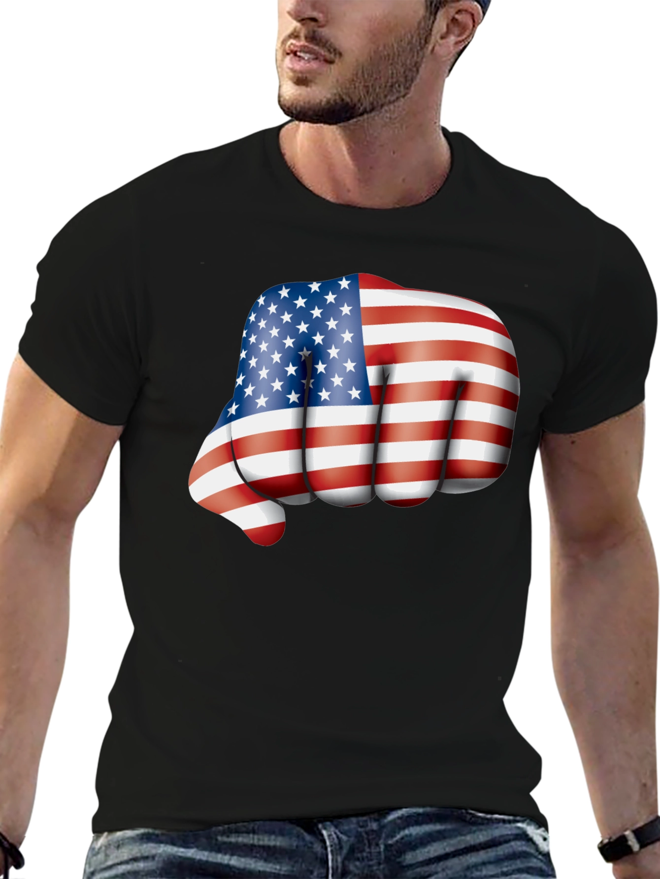 Black Patriotic Fist Bump Graphic T-Shirt view 6