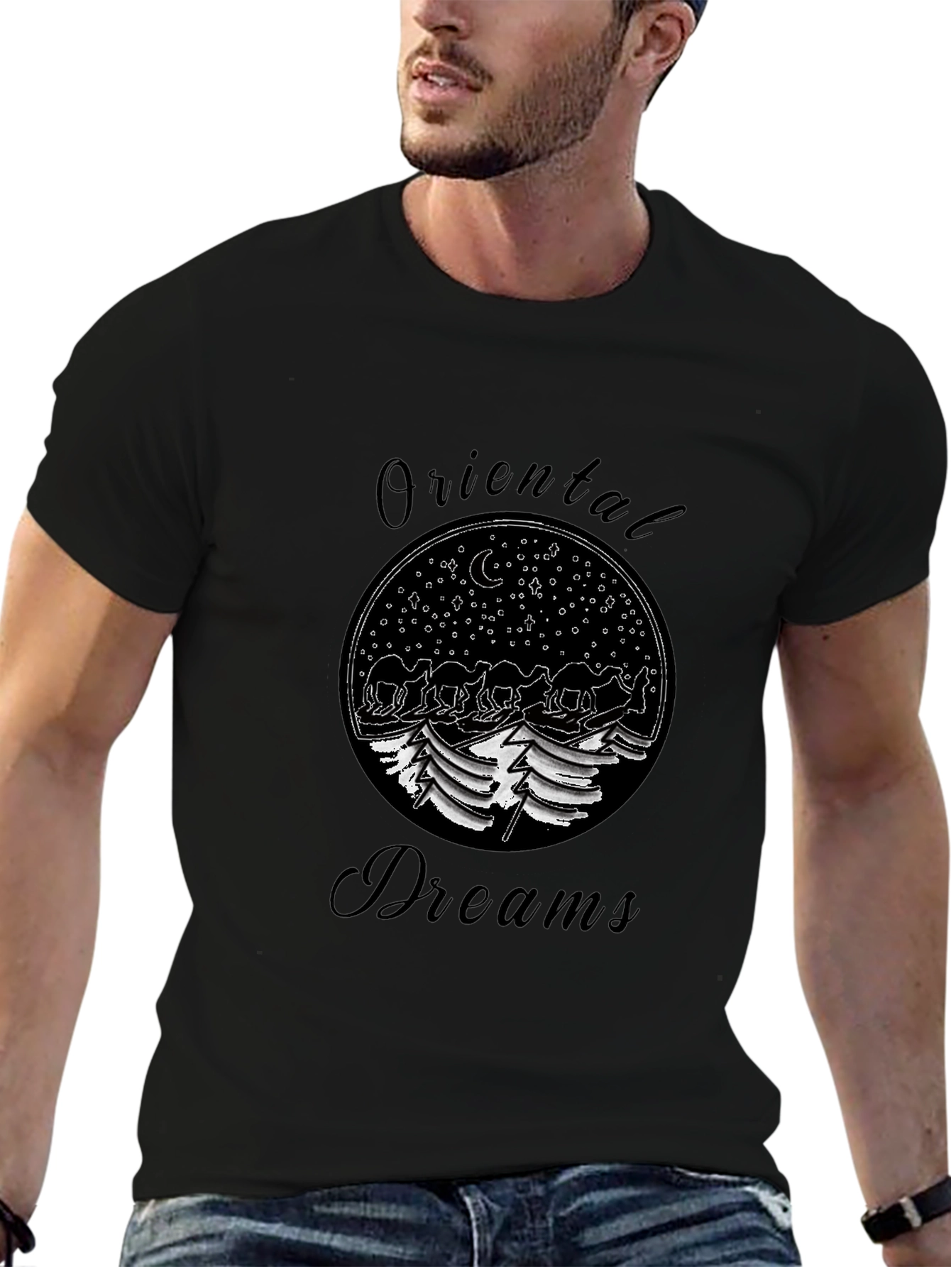 Black Oriental Dreams Graphic T-Shirt view 6