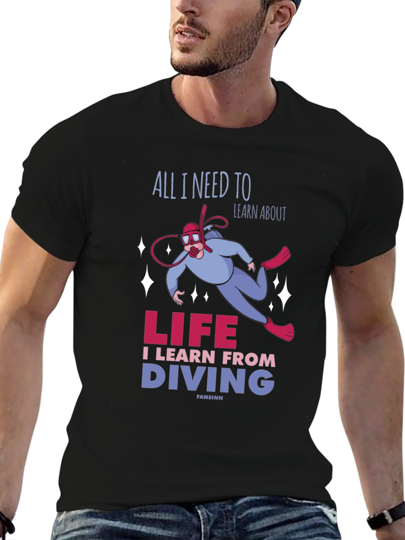 Black Diving Life T-Shirt: Learn from Diving view 6