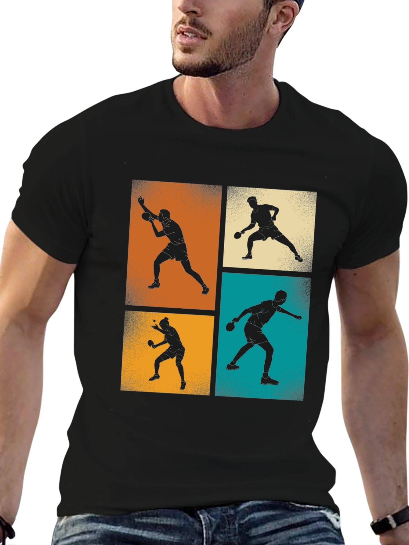 Black Retro Table Tennis T-Shirt view 6