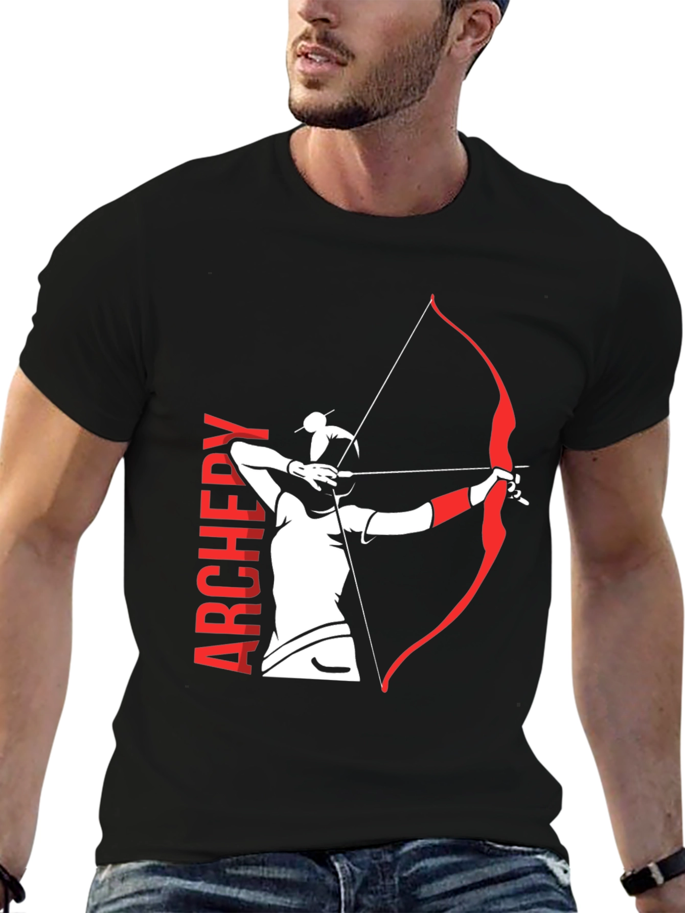 Black Archery Bow T-Shirt - Black Cotton Tee view 6