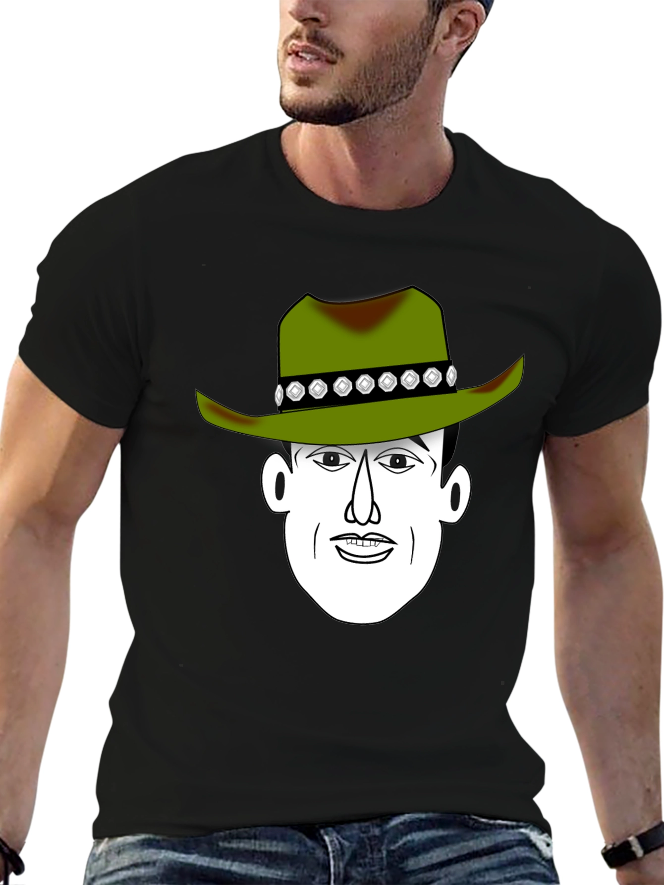 Black Cartoon Cowboy Graphic Tee view 6