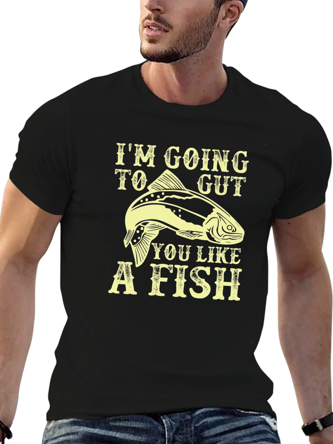 Black I'm Going To Gut You Like A Fish T-Shirt view 6