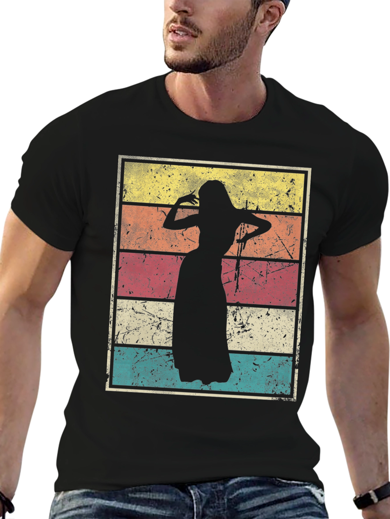 Black Vintage Belly Dancer T-Shirt view 6