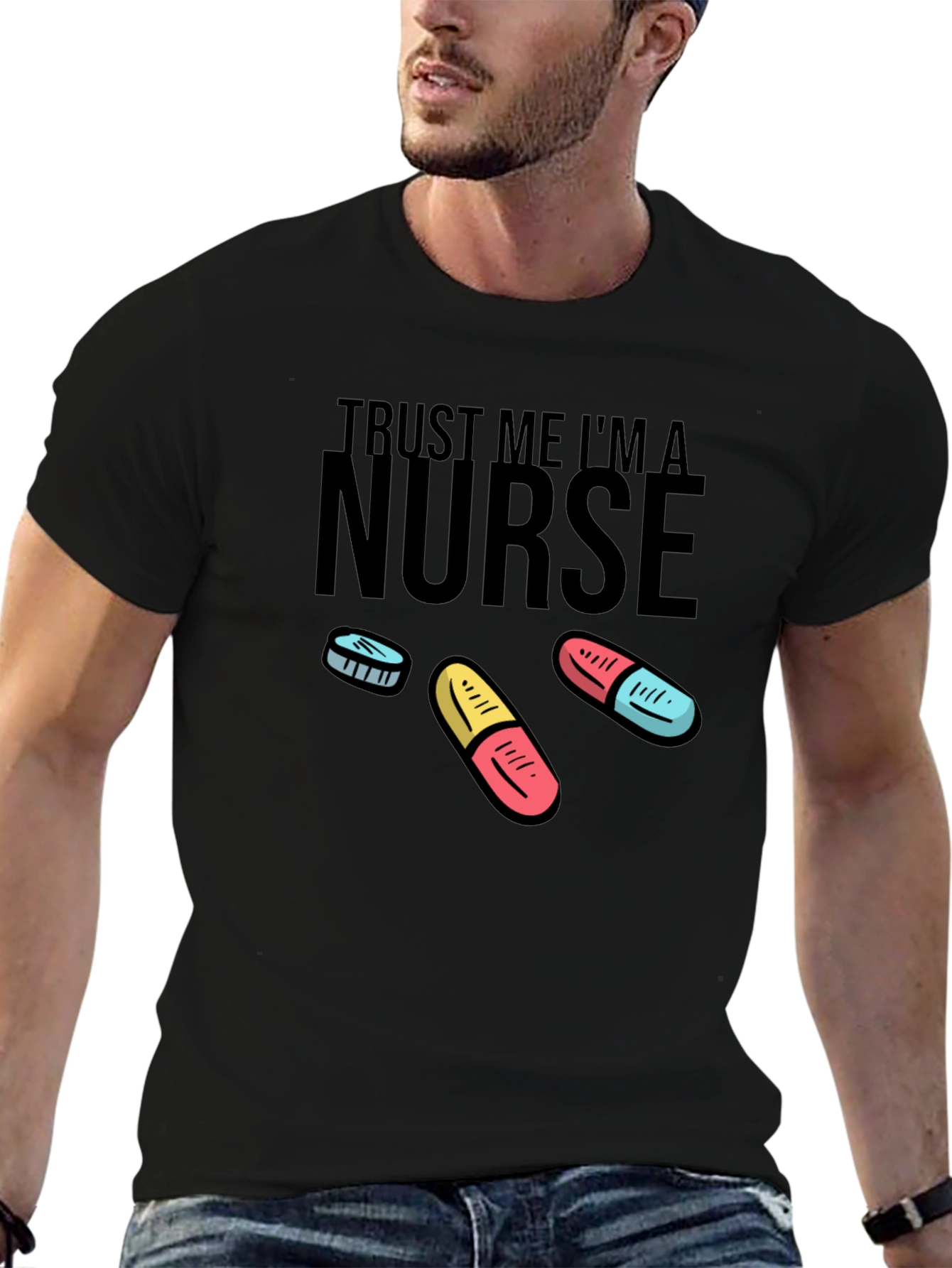 Black Trust Me I'm A Nurse T-Shirt view 6