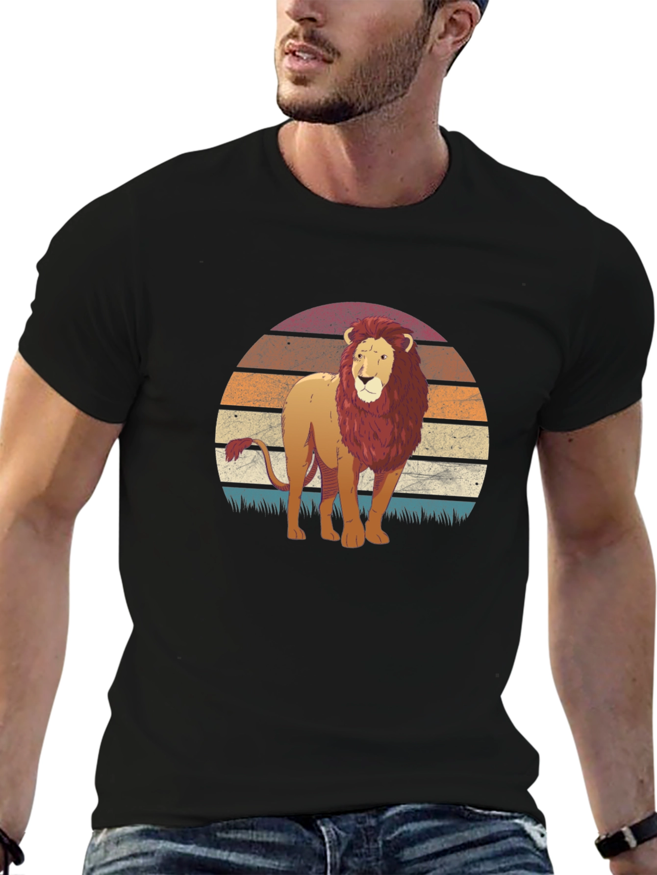 Black Lion Sunset Graphic T-Shirt view 6