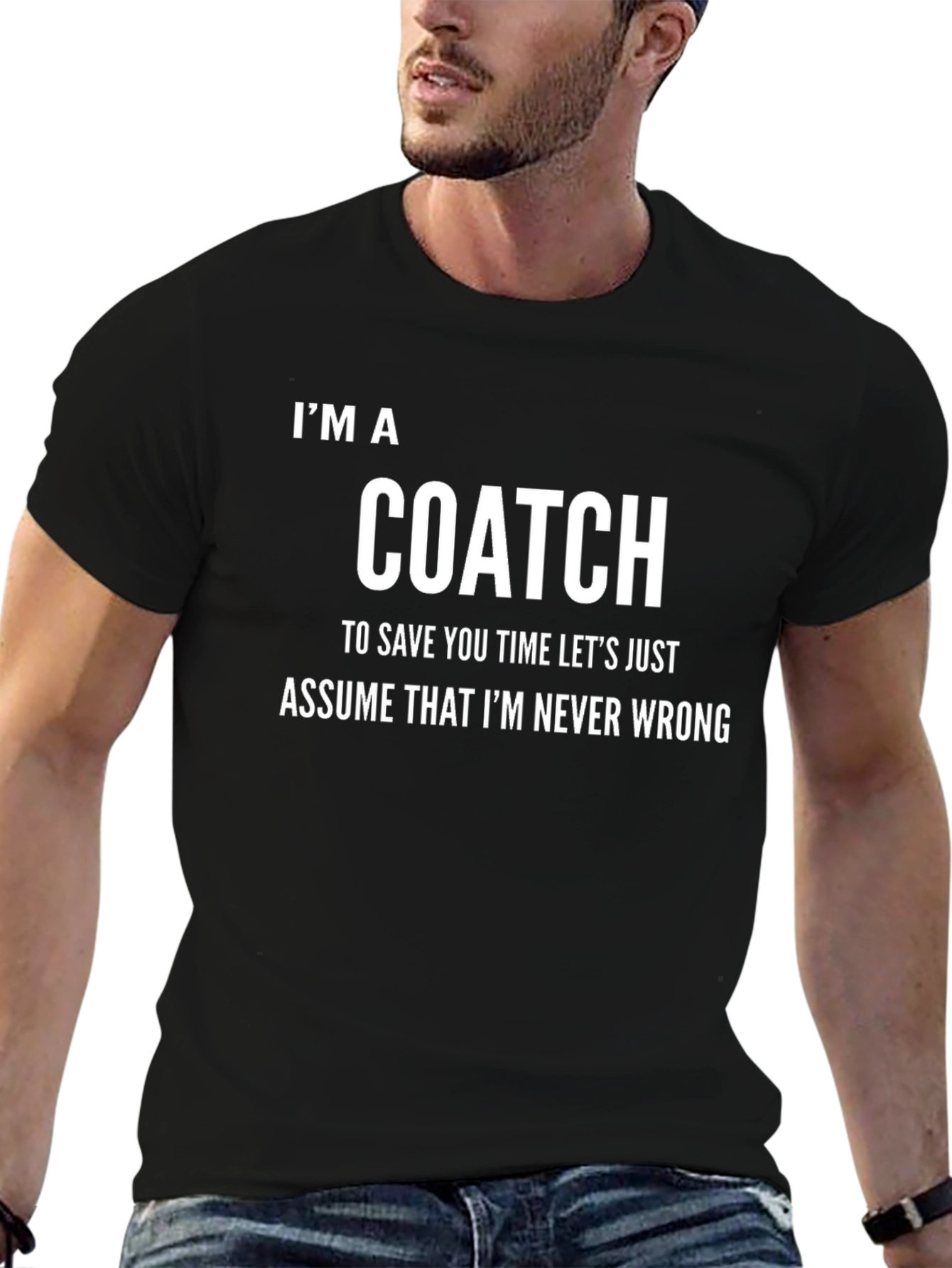 Black Funny Coach T-Shirt - I'm Never Wrong view 6