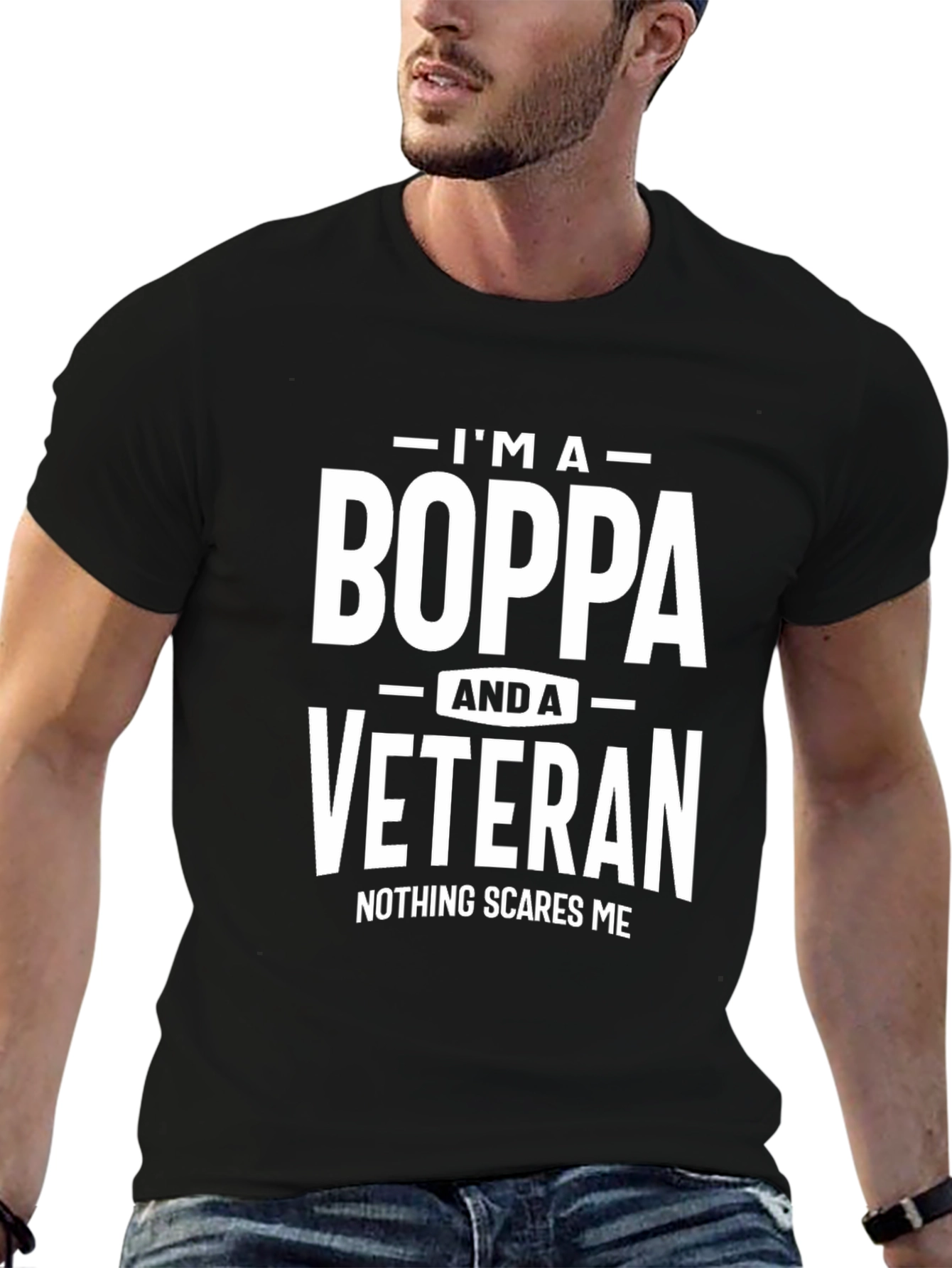 Black I'm a Boppa Veteran T-Shirt view 6