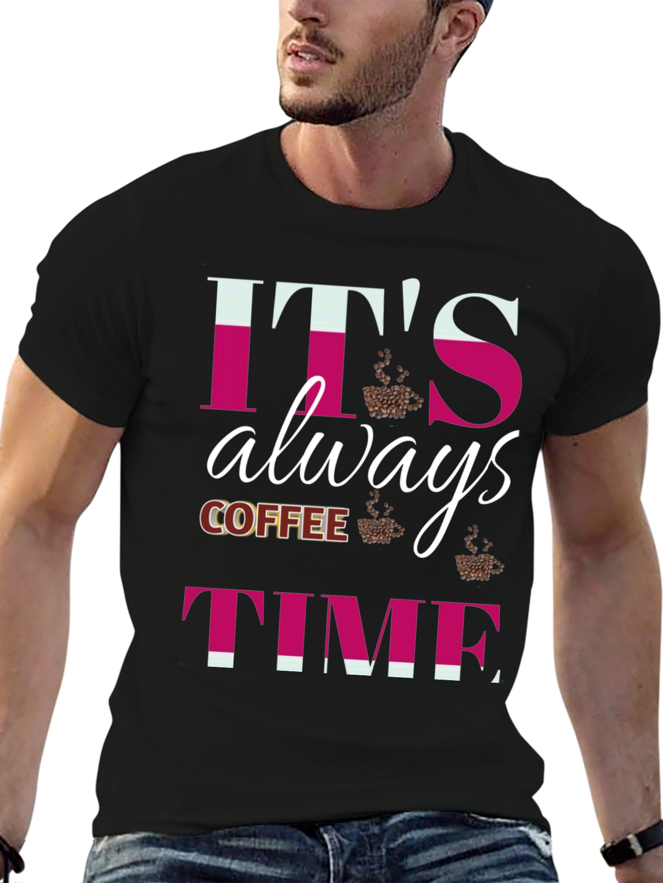 Black It's Always Coffee Time Graphic T-Shirt view 6