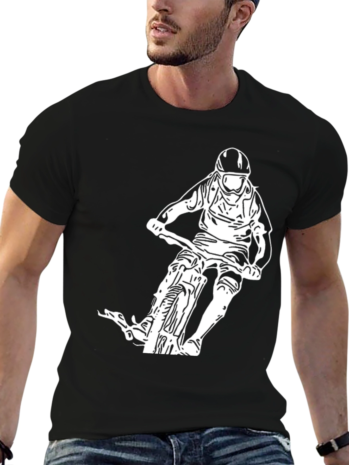 Black Mountain Biker Graphic Tee - Black Cotton Blend view 6