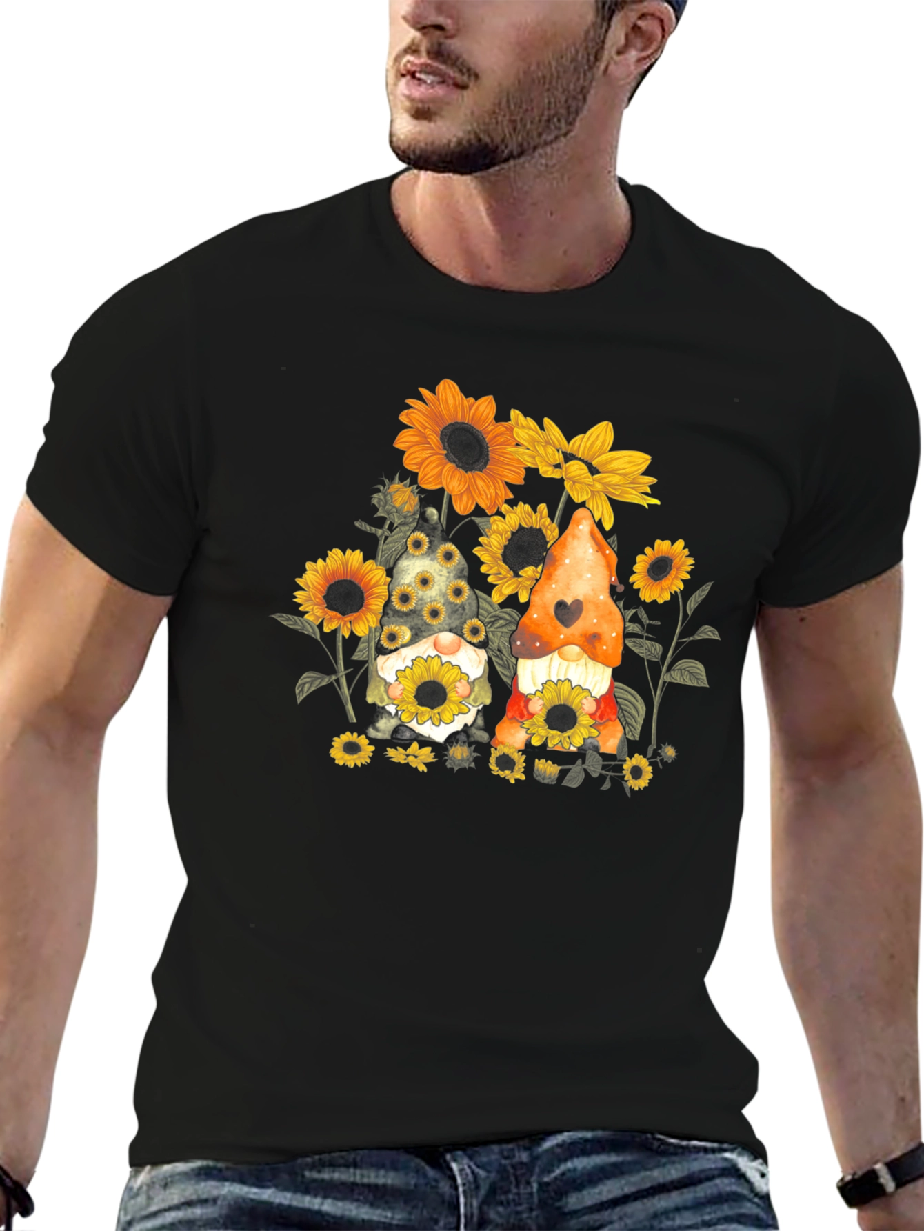 Sunflower Gnomes Black T-Shirt - 6