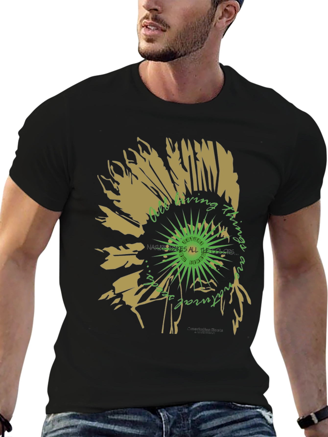 Black Nature Vibes T-Shirt - Organic Graphic Tee view 6