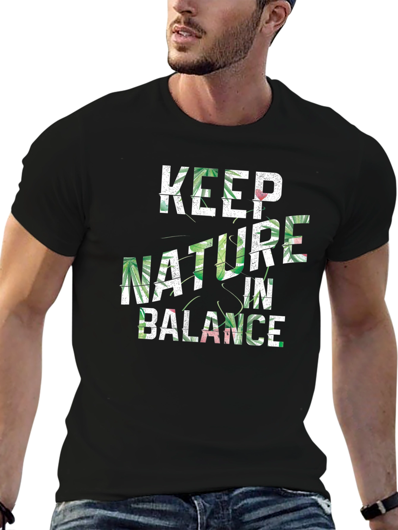 Black Keep Nature In Balance Black T-Shirt view 6