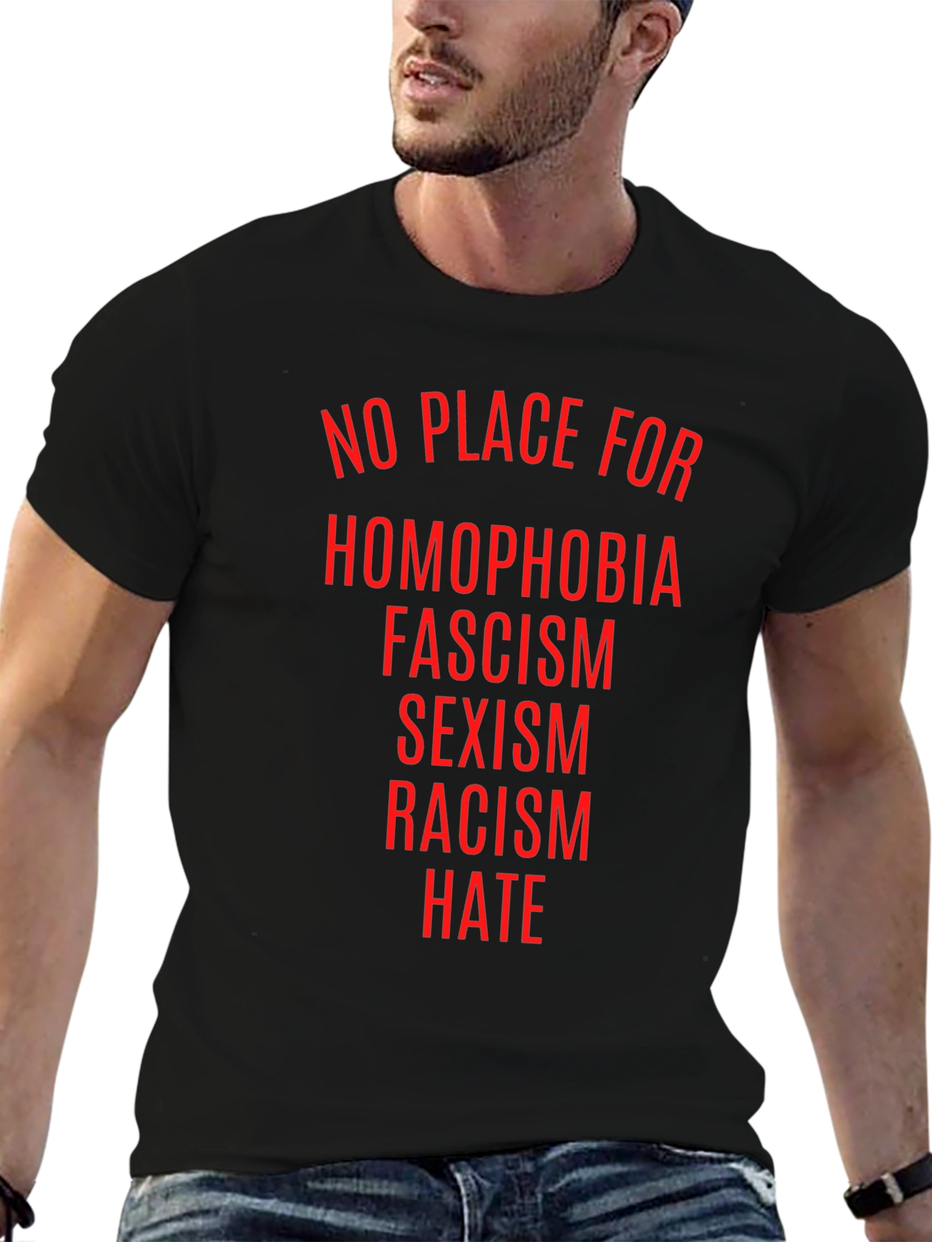 Black No Place For Hate T-Shirt view 6