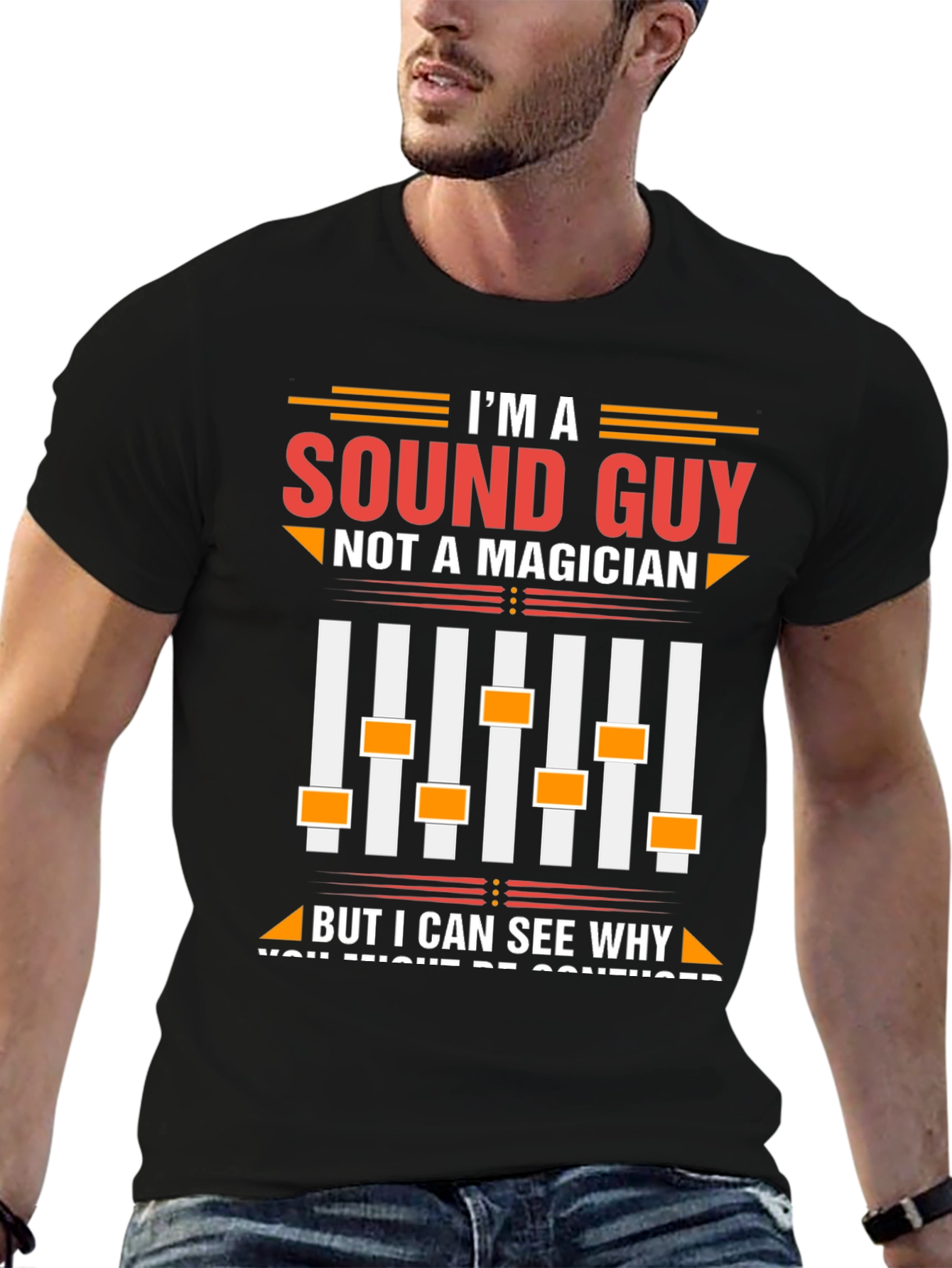 Black Sound Guy T-Shirt - Not a Magician Audio Engineer Tee view 6