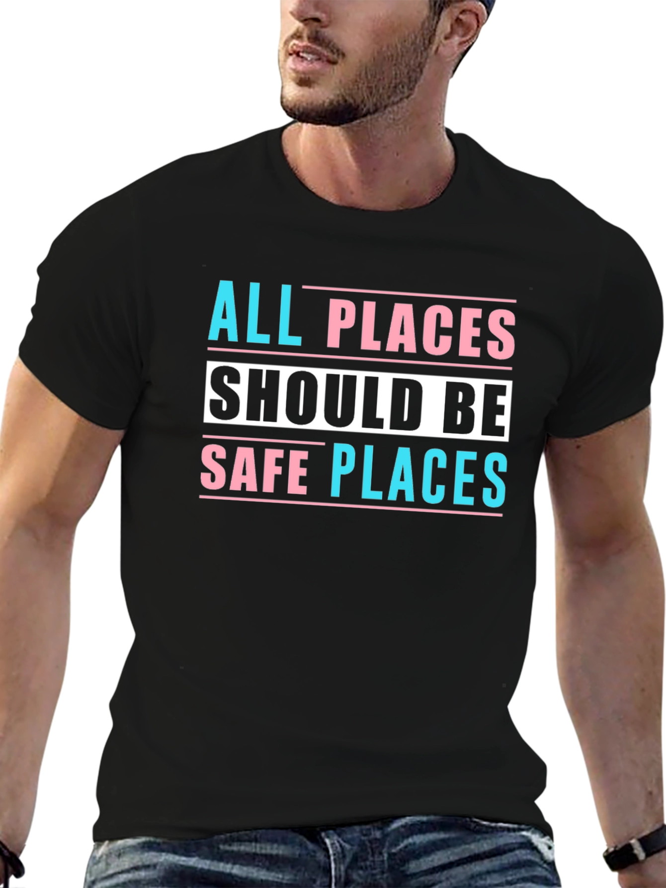 Black All Places Should Be Safe Places Tee view 6