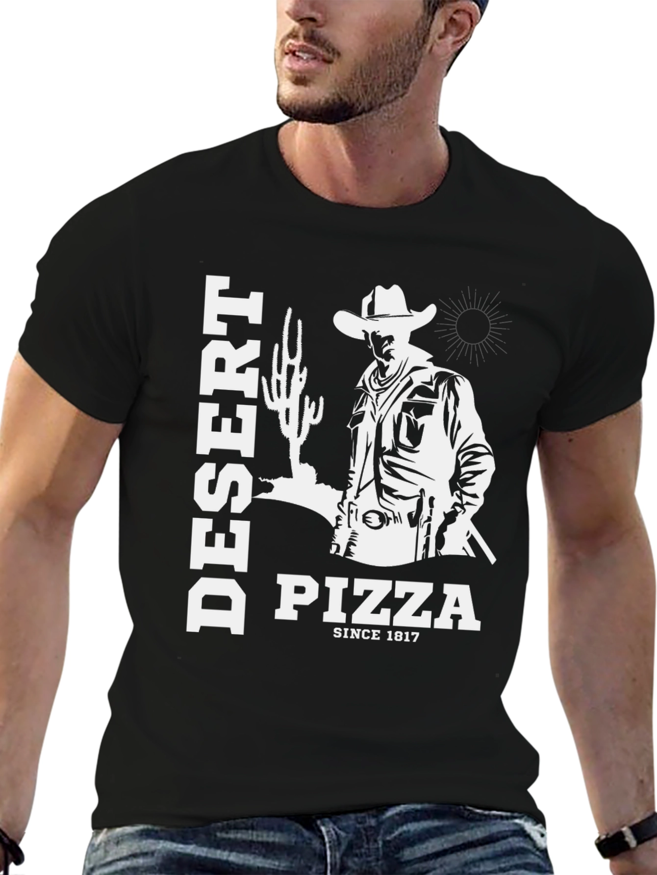 Black Desert Pizza Since 1817 Graphic Tee view 6