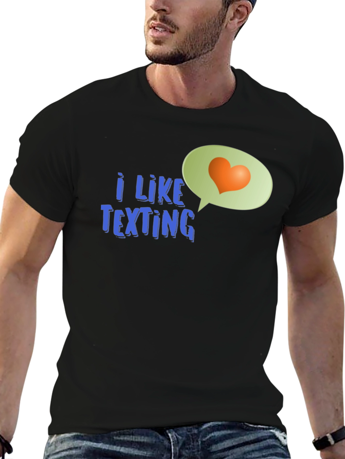 Black I Like Texting Heart Tee - Stylish Graphic T-Shirt view 6