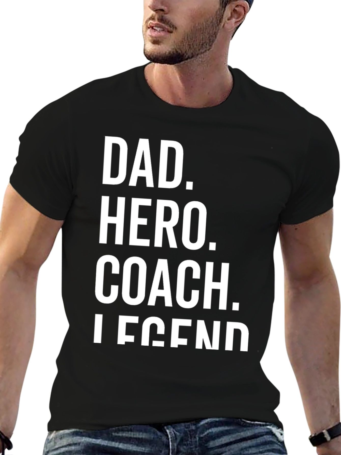 Black Dad Hero Coach Legend Black T-Shirt view 6