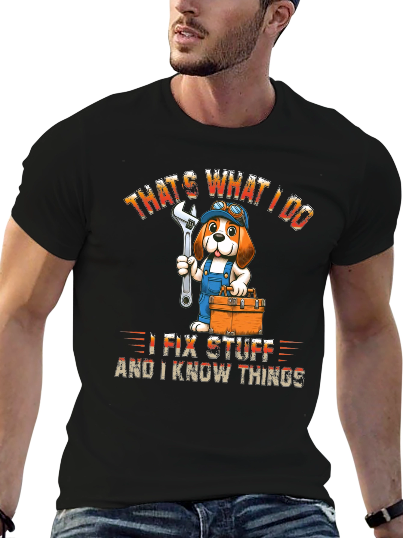 Black That's What I Do I Fix Stuff T-Shirt view 6