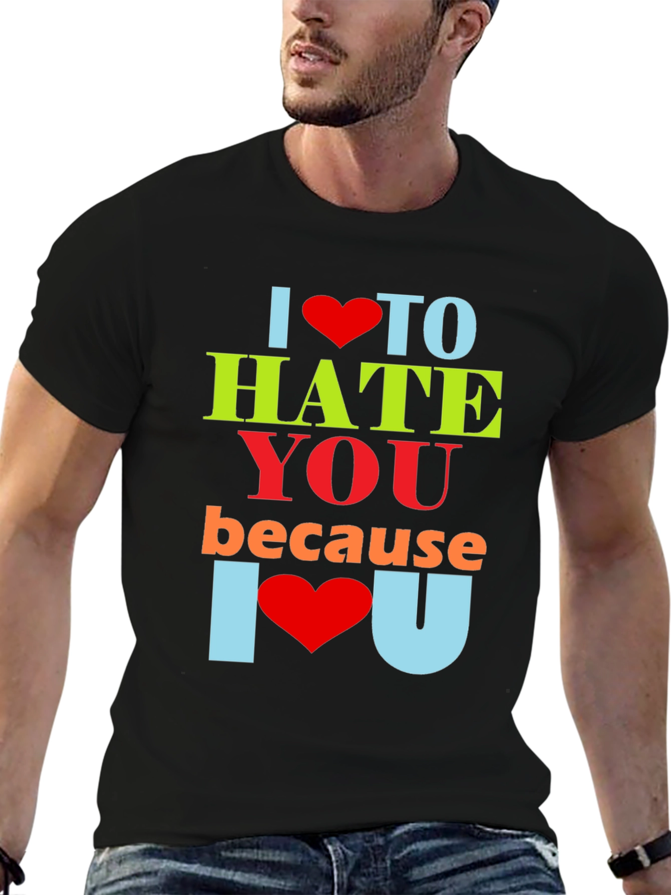 Black I Heart To Hate You Graphic Tee view 6